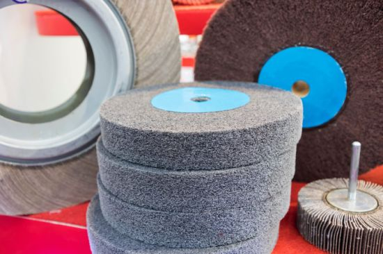 Finishing and Deburring Wheel, 6 in x 1/2 in x 1 in 8S MED Silicon Carbide, Gray