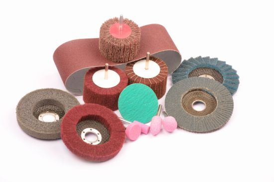 Mounted Interleaf Flap Wheels for Sanding and Finishing, 3” x 2” x 1/4”, Gray (Ultra Fine) 