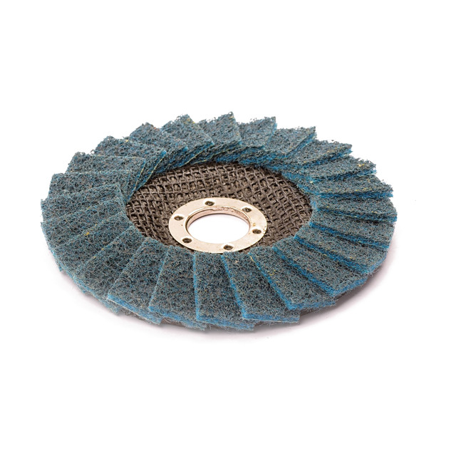 Brown red and blue surface conditioning flap discs for angle grinders