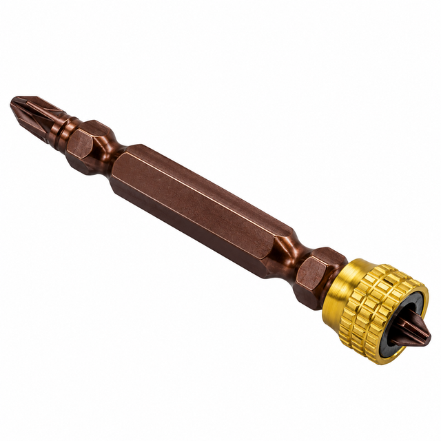 65mm Double-Ended Phillips Impact Screwdriver Bit with Gold Magnetic Ring