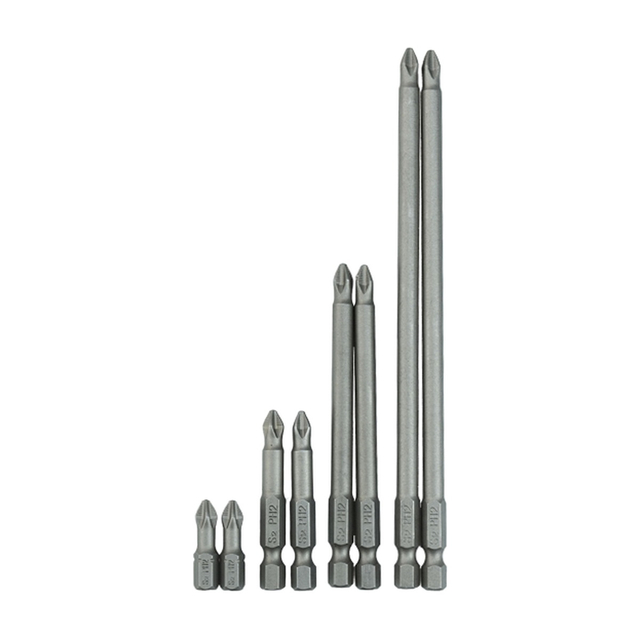 S2 Steel PH2 ACR Phillips Screwdriver Bits in Multiple Lengths with Hex Shanks