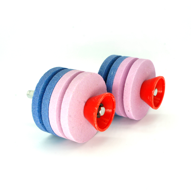 Double sided knife sharpener with shank for grass cutter