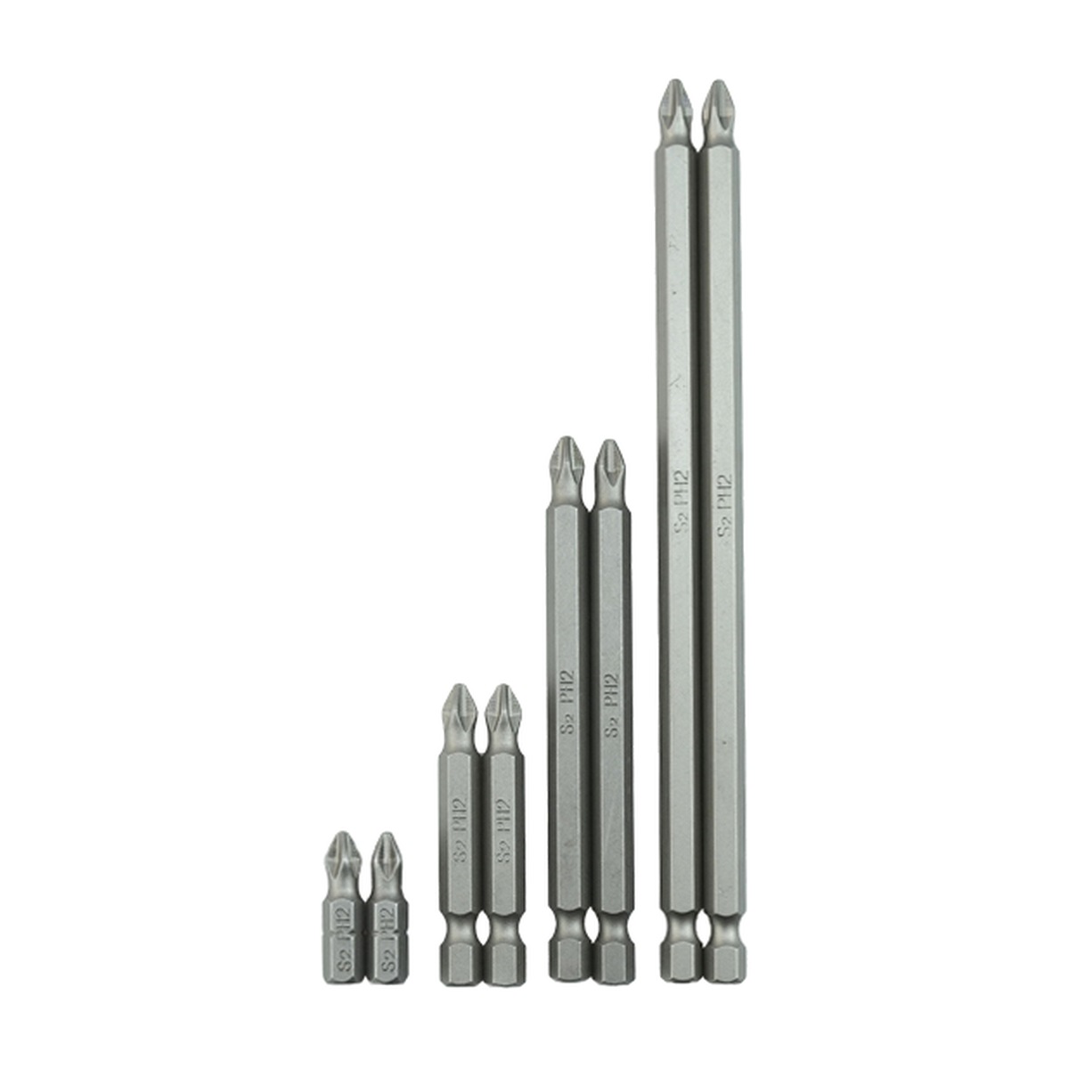 Long and Short S2 PH2 Phillips Power Screwdriver Bits with Precision Machined Tips