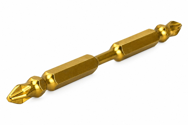 Gold ACR Cold Forged Double Ended Screwdriver Bit with Anti-Cam-Out Ribbed Tips