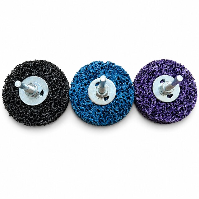 2" 50 mm Blue Poly Strip Wheel with Shaft for Paint & Rust Removal