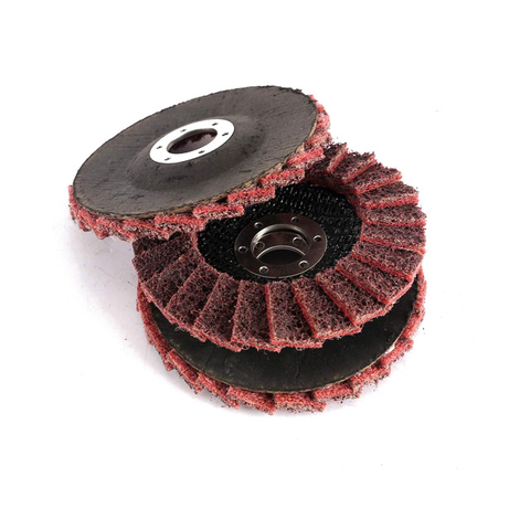 Brown red and blue surface conditioning flap discs for angle grinders