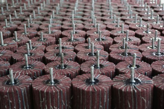 Non-Woven Abrasives Mounted Flap Wheel, Aluminum Oxide A, 1-1/2" Diameter x 3/4" Length, 1/4" Shank, 15000 Max RPM, 280 Grit