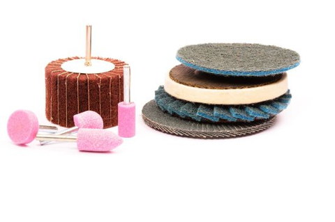 Non-Woven Abrasives Mounted Flap Wheel, Aluminum Oxide A, 1-1/2" Diameter x 3/4" Length, 1/4" Shank, 15000 Max RPM, 100 Grit