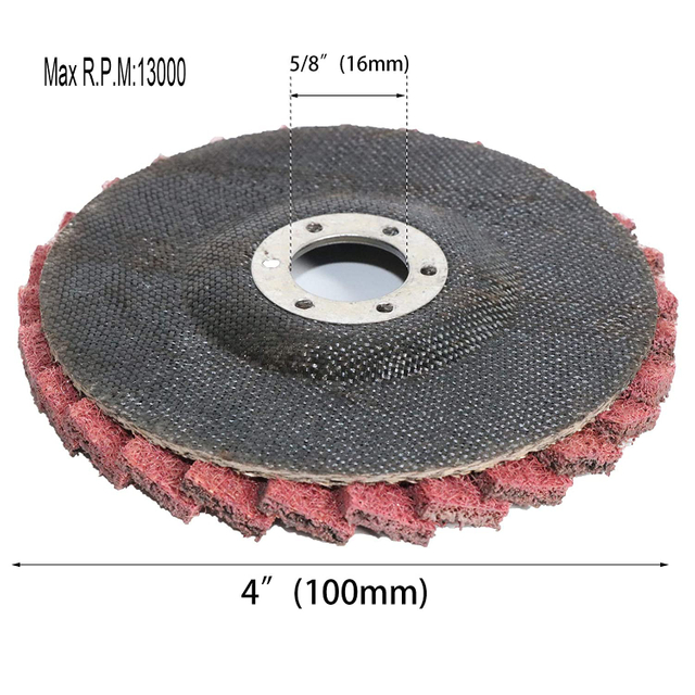 4 x 5/8" Non-Woven Fabric Grinding Flap Discs,Abrasives Surface Conditioning Sanding, Polishing Wheel for Angle Grinder