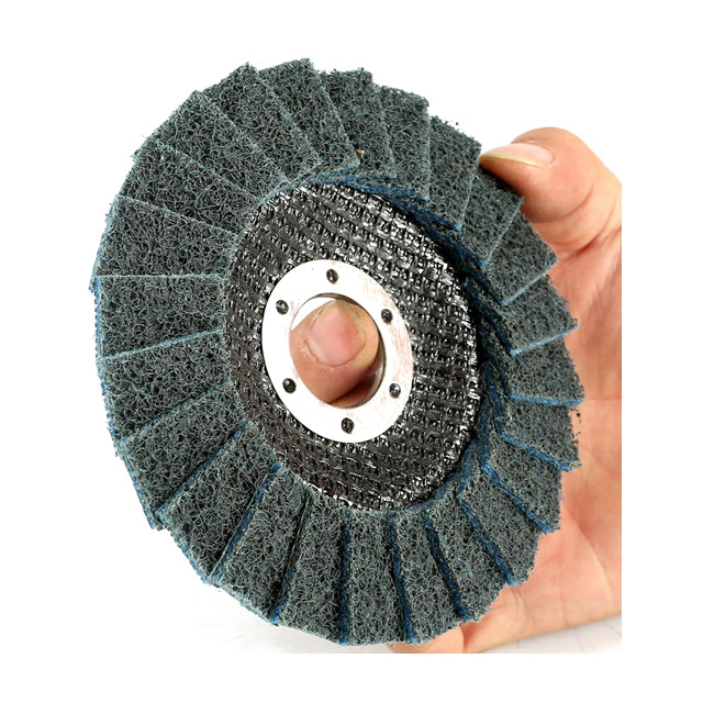 Non-woven abrasive flap disc for stainless steel surface preparatio