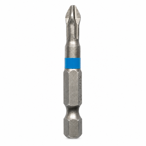 S2 Steel PH2 ACR Anti-Cam-Out Phillips Screwdriver Bit with Blue Identification Ring
