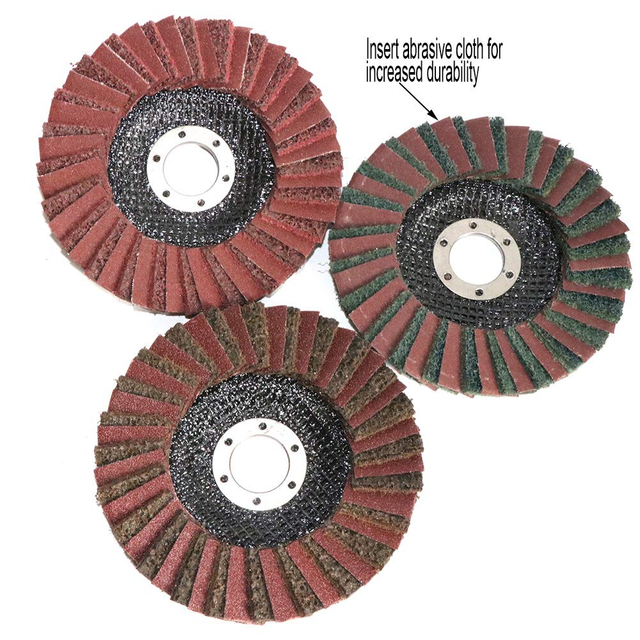 4 x 5/8" Non-Woven Fabric Grinding Flap Discs,Abrasives Surface Conditioning Sanding, Polishing Wheel for Angle Grinder