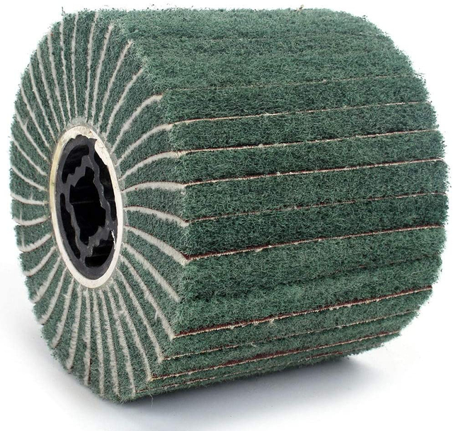 120x100x20mm Non-woven Abrasive Buffing Wheel Wire Drawing Polishing Wheel Interleaf Flap Wheels 220Grit For Finishing Rotary Tool For Paint And Rust Removal Green