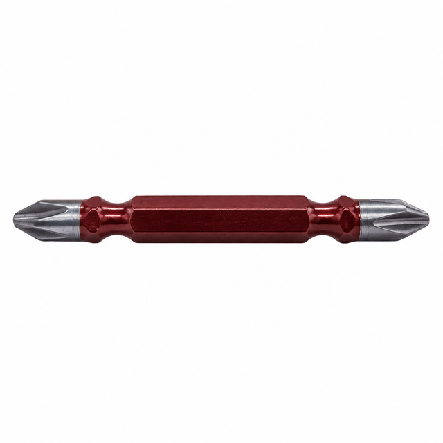 65mm S2 Steel PH2 Double-Ended Phillips Power Bit with Red Hex Shank
