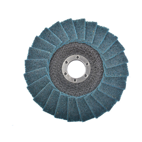 Fine non-woven flap disc for satin finishing and scratch blending