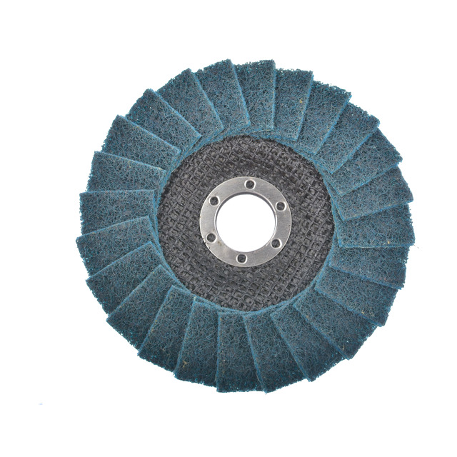 Fine non-woven flap disc for satin finishing and scratch blending